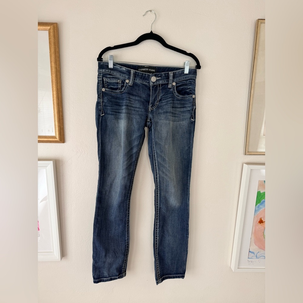 Express Women's Dark Blue Skinny Jeans